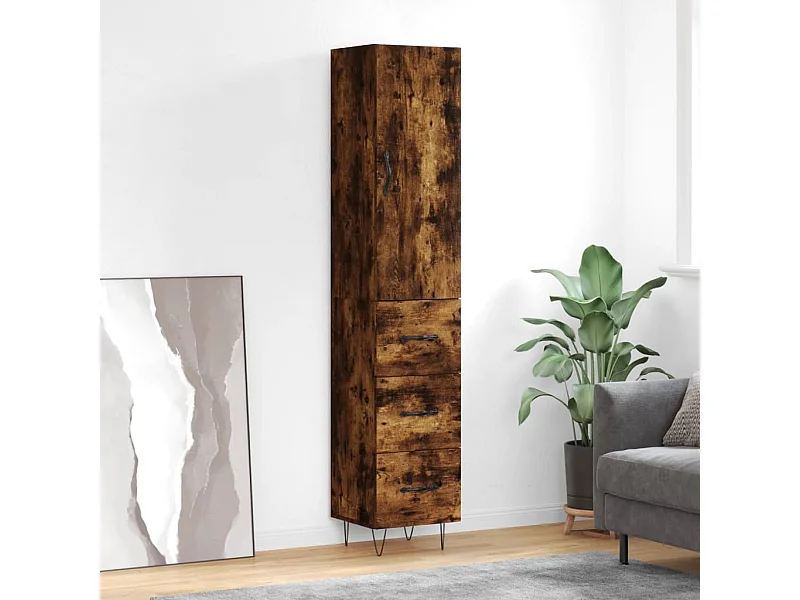 Credenza Rovere Fumo 34,5x34x180 cm in Legno Multistrato