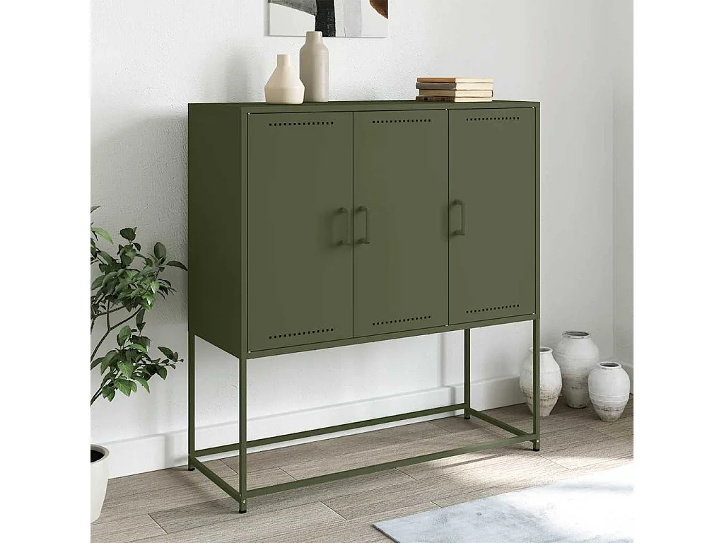 Buffet haut vert olive 100,5x39x107 cm acier