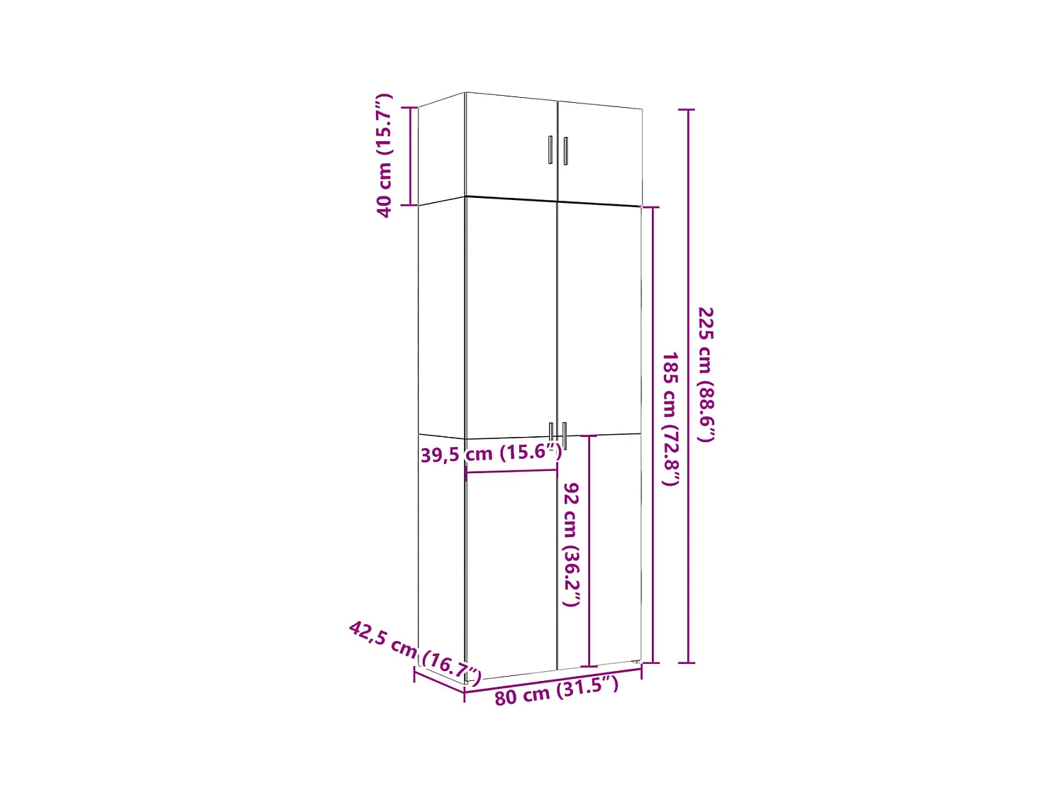 Armoire de rangement chêne fumé 80x42,5x225cm bois d'ingénierie