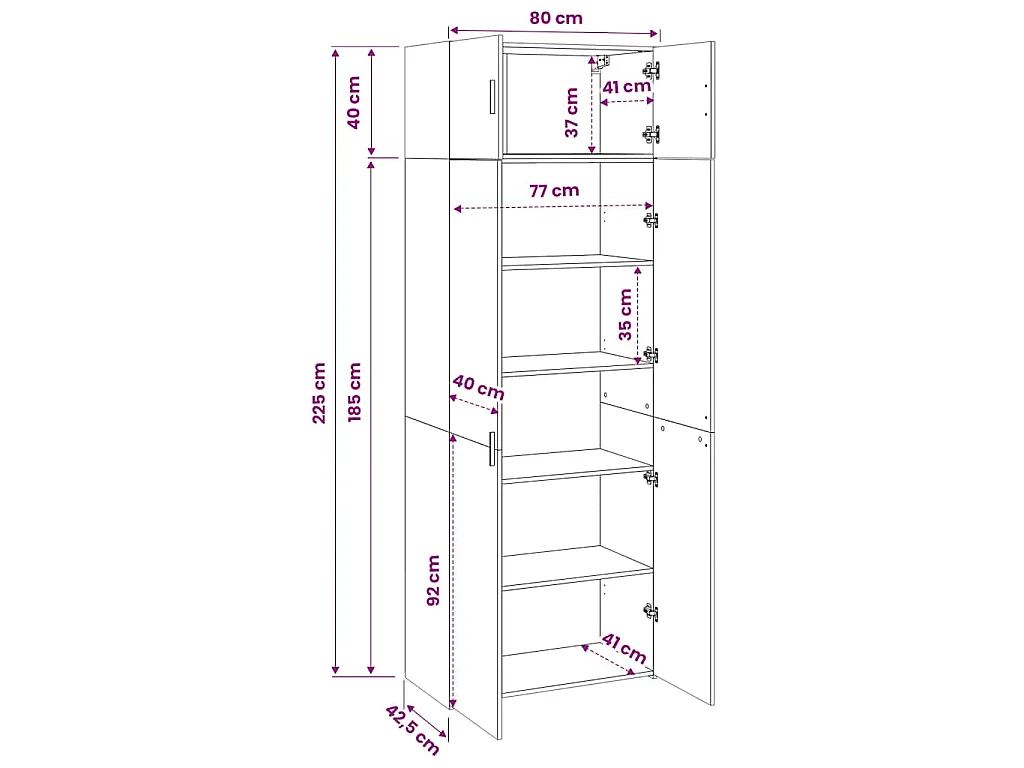Hochschrank Räuchereiche 80x42,5x225 cm Holzwerkstoff