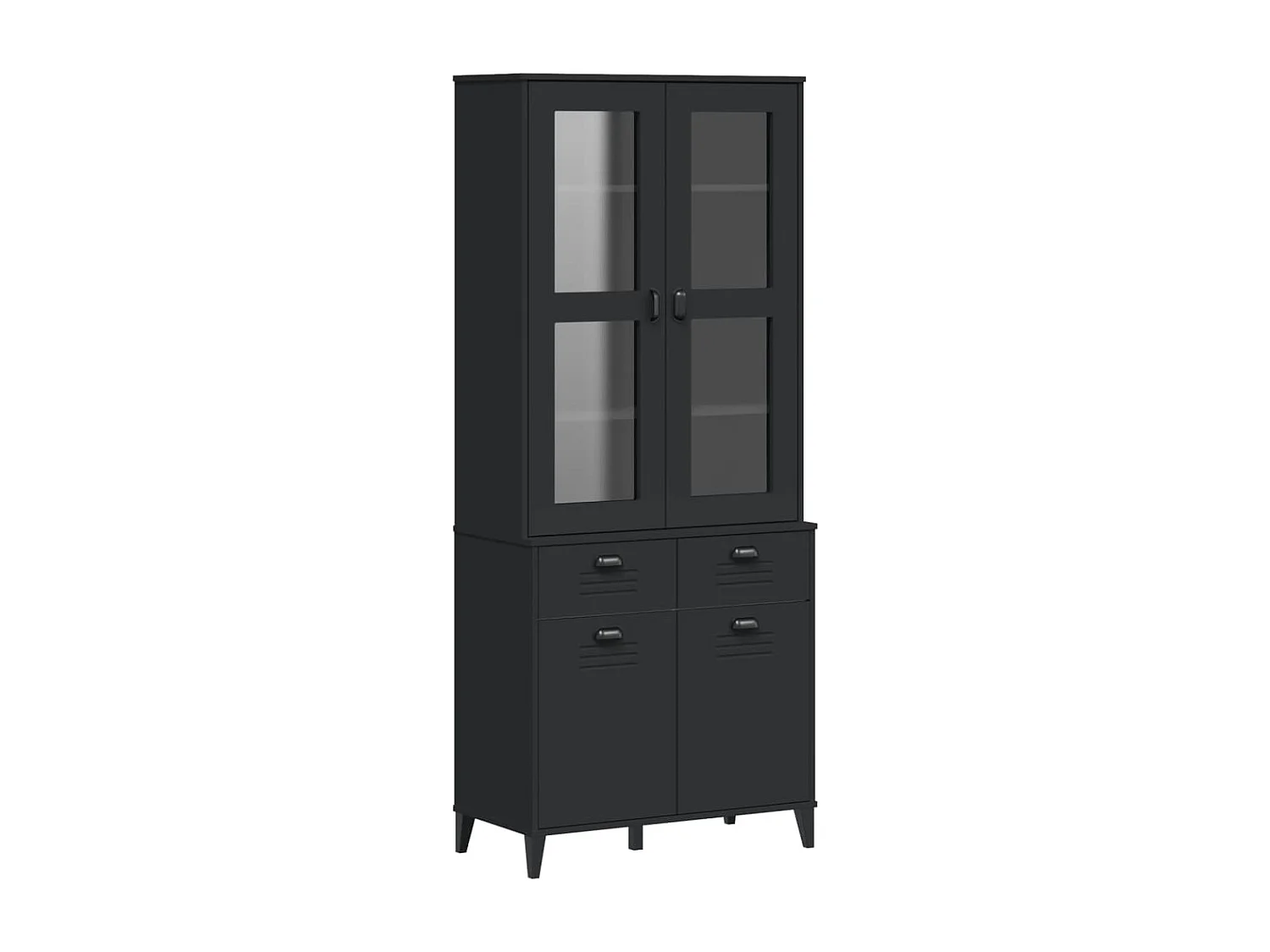 Credenza VIKEN Nera 80x40x190 cm in Legno Massello di Pino