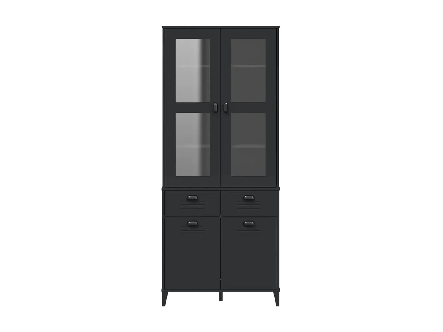 Credenza VIKEN Nera 80x40x190 cm in Legno Massello di Pino