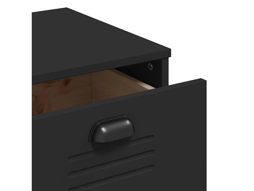 Credenza VIKEN Nera 80x40x190 cm in Legno Massello di Pino