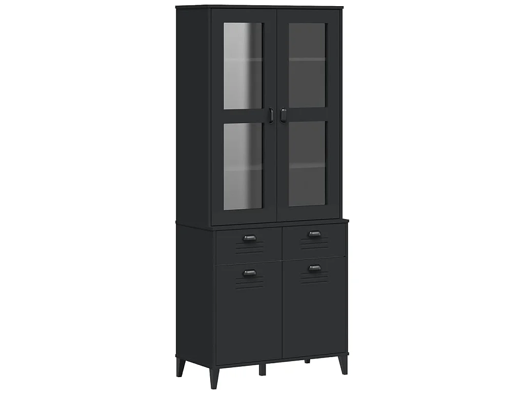 Credenza VIKEN Nera 80x40x190 cm in Legno Massello di Pino