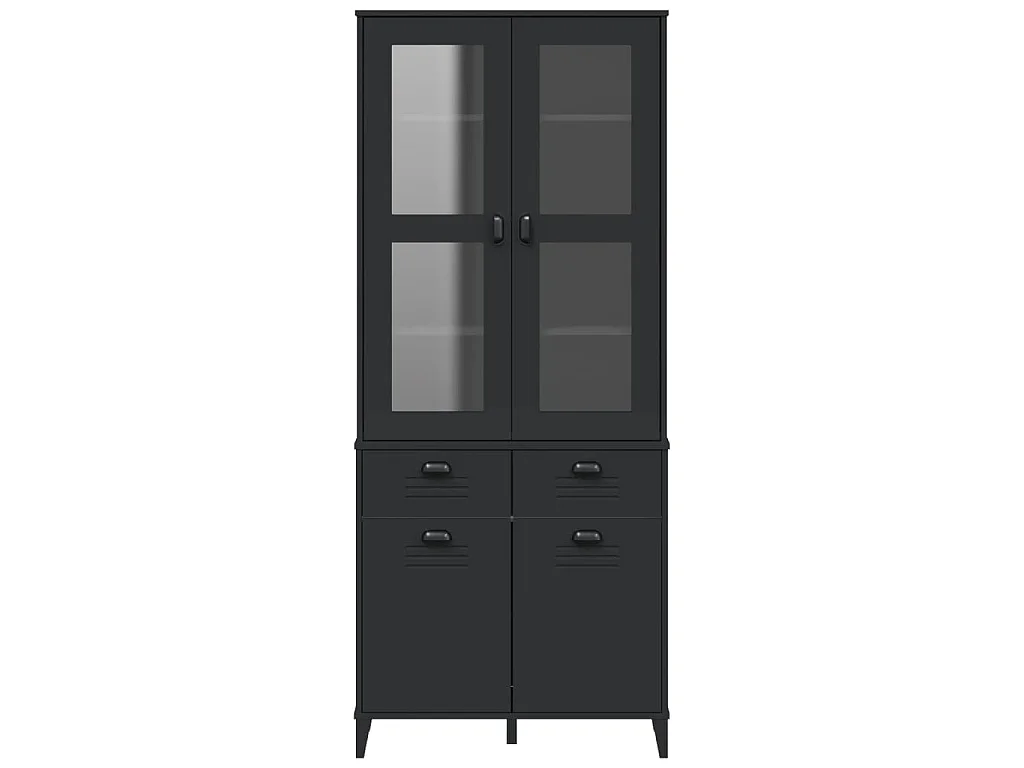 Credenza VIKEN Nera 80x40x190 cm in Legno Massello di Pino