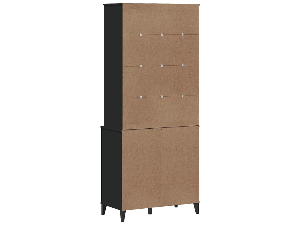 Credenza VIKEN Nera 80x40x190 cm in Legno Massello di Pino