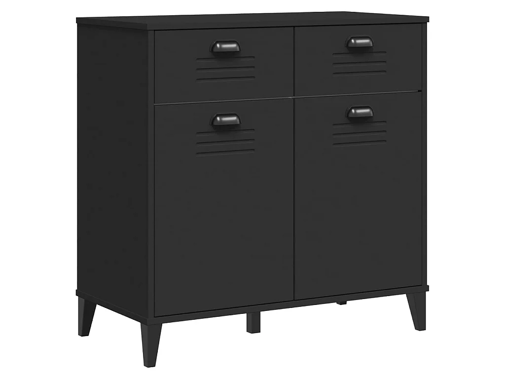 Credenza VIKEN Nera 80x40x190 cm in Legno Massello di Pino