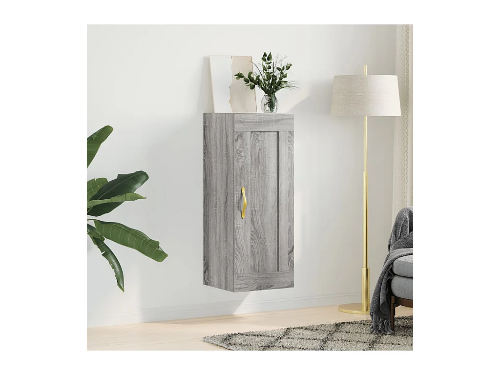 Wandkast 34,5x34x90 cm bewerkt hout grijs sonoma eikenkleurig