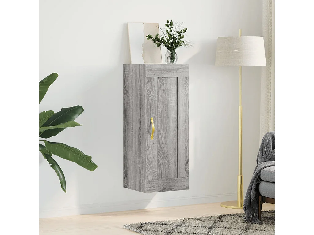 Wandkast 34,5x34x90 cm bewerkt hout grijs sonoma eikenkleurig
