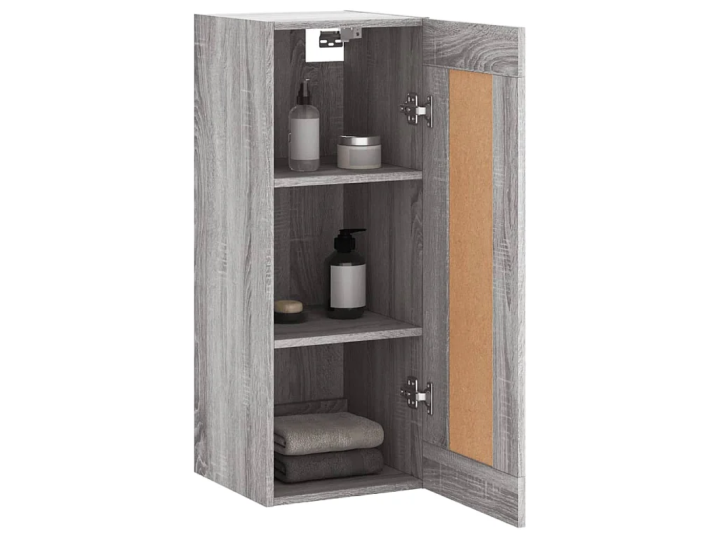Wandkast 34,5x34x90 cm bewerkt hout grijs sonoma eikenkleurig