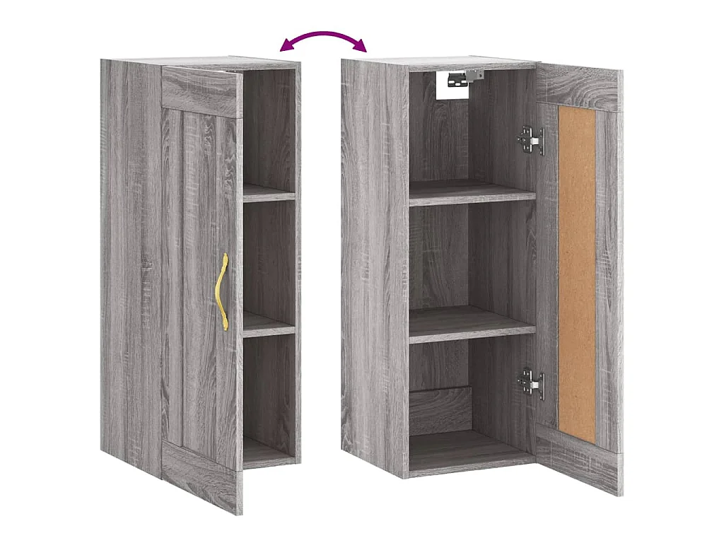 Wandkast 34,5x34x90 cm bewerkt hout grijs sonoma eikenkleurig