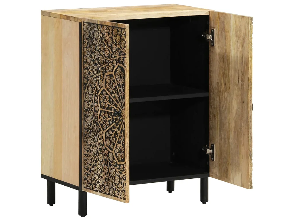 Credenze 3 pz 60x33x75 cm in Legno Massello di Mango