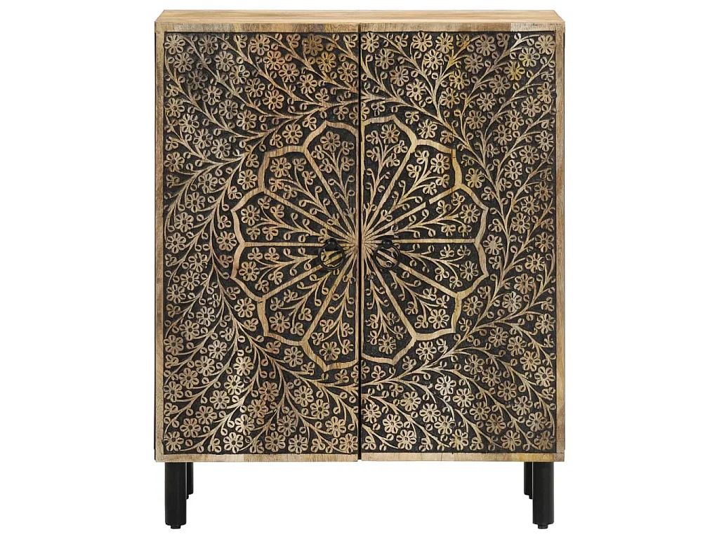 Credenze 3 pz 60x33x75 cm in Legno Massello di Mango