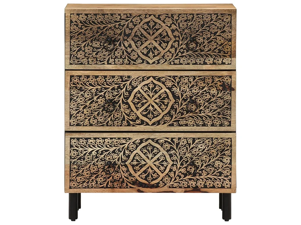 Credenze 3 pz 60x33x75 cm in Legno Massello di Mango