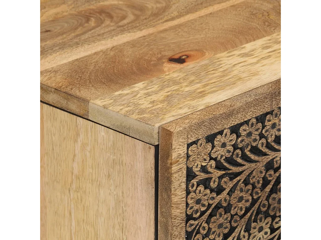 Credenze 3 pz 60x33x75 cm in Legno Massello di Mango