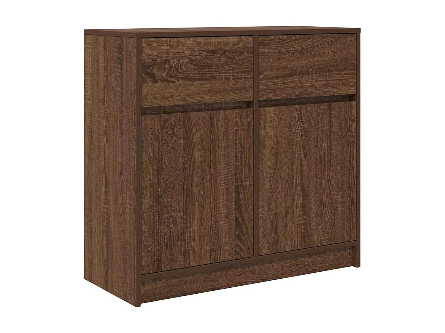 Buffet avec tiroir chêne brun 80x34x76 cm bois d'ingénierie