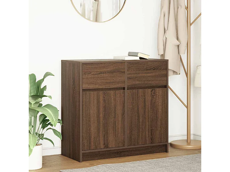 Buffet avec tiroir chêne brun 80x34x76 cm bois d'ingénierie