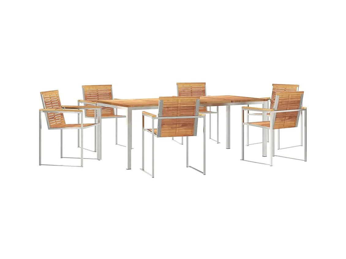 EnsembledeRepasdeJardin 7 pcs TeckMassif