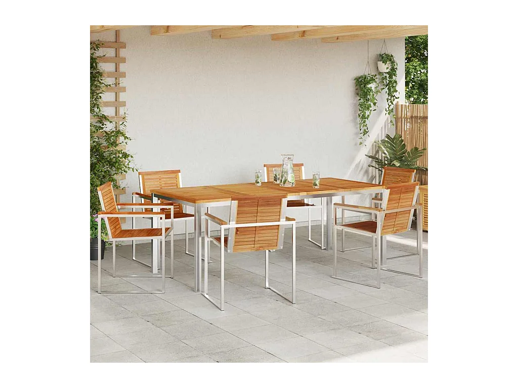 EnsembledeRepasdeJardin 7 pcs TeckMassif