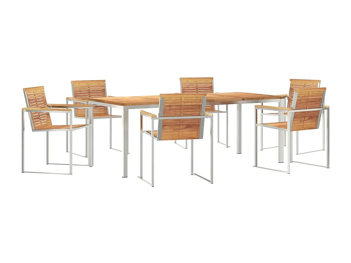 EnsembledeRepasdeJardin 7 pcs TeckMassif