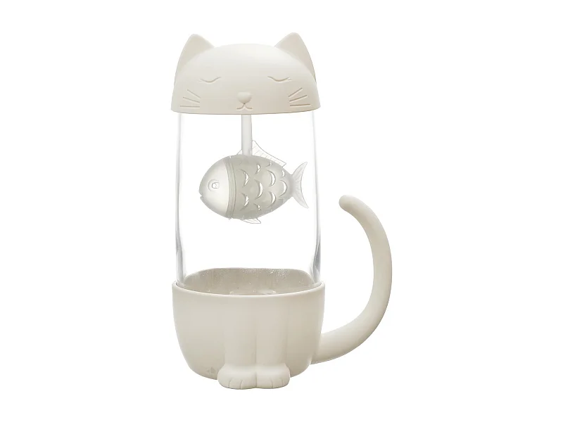 Mug infuseur forme poisson chat collection CAT KAWAII 30 cl coloris blanc