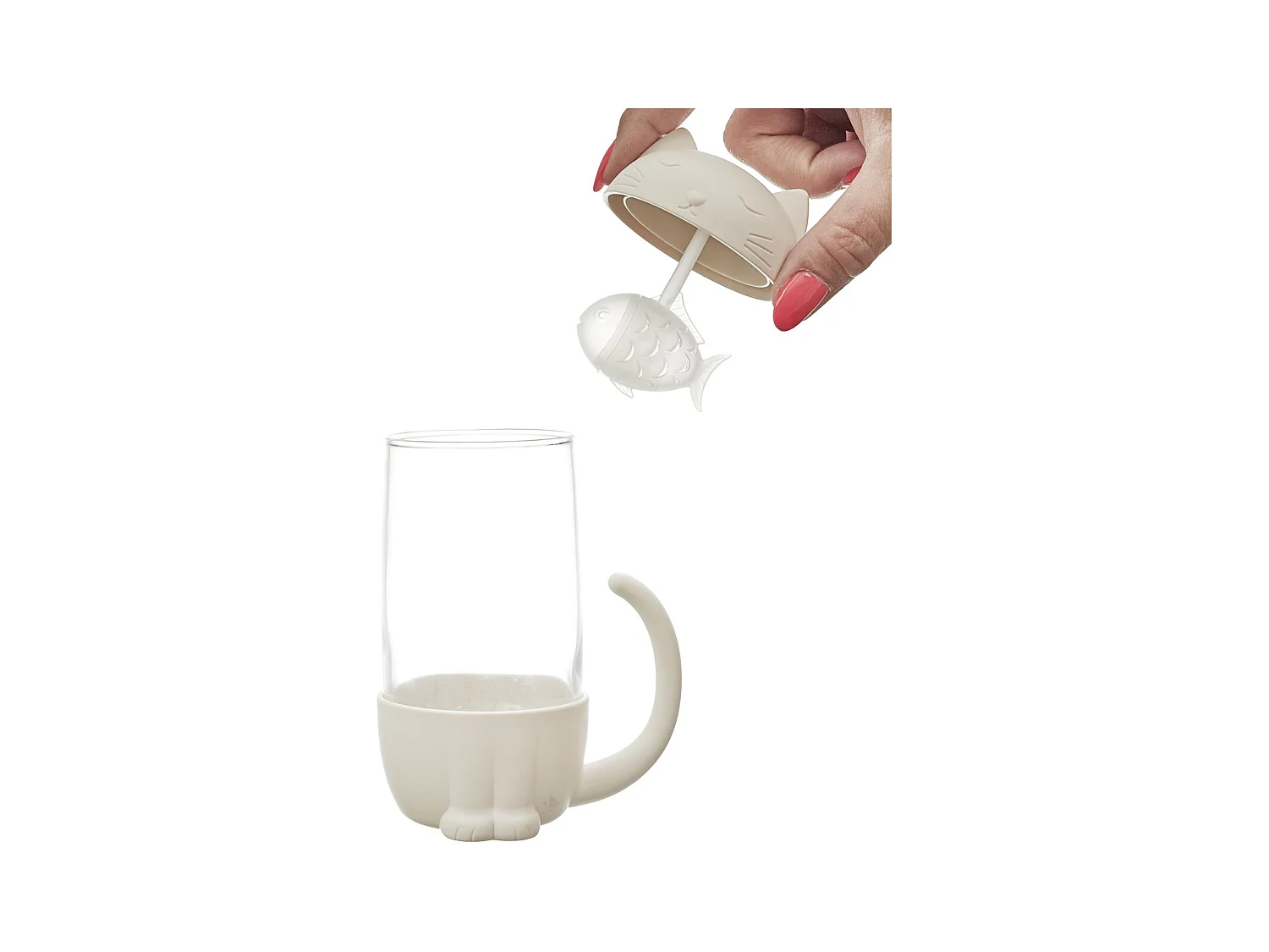 Mug infuseur forme poisson chat collection CAT KAWAII 30 cl coloris blanc