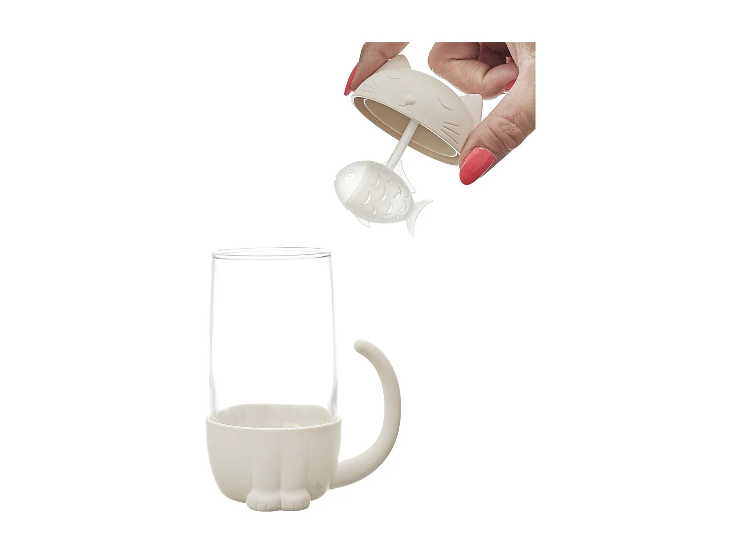 Mug infuseur forme poisson chat collection CAT KAWAII 30 cl coloris blanc