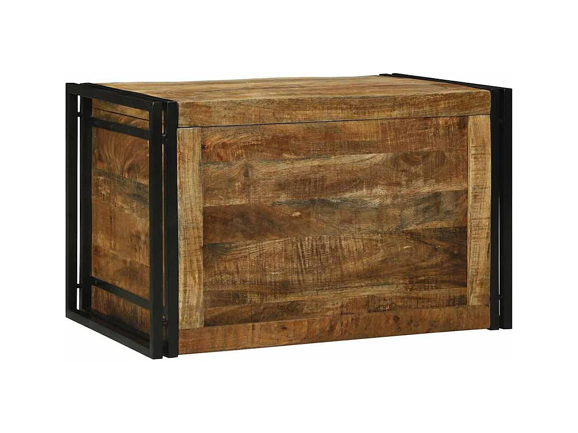 Boîte de Rangement 80 x 50 x 50 cm Bois de mangue brut et métal