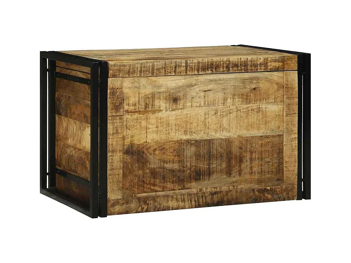 Boîte de Rangement 80 x 50 x 50 cm Bois de mangue brut et métal