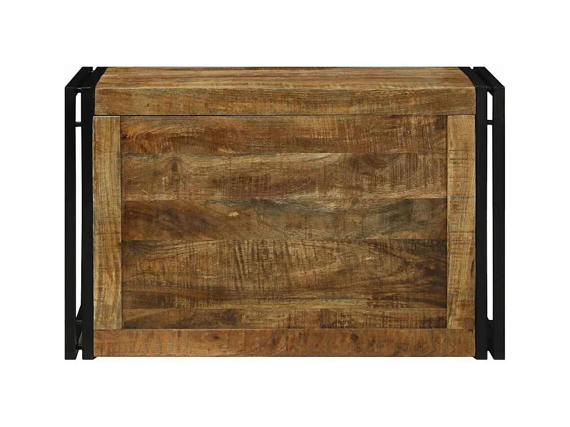 Boîte de Rangement 80 x 50 x 50 cm Bois de mangue brut et métal