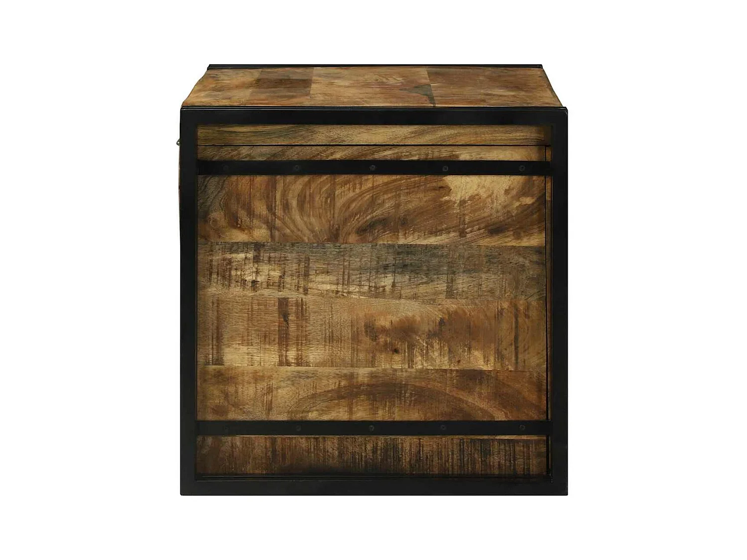 Boîte de Rangement 80 x 50 x 50 cm Bois de mangue brut et métal
