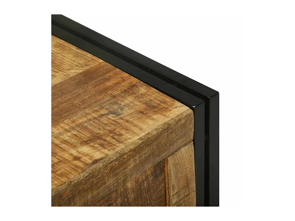 Boîte de Rangement 80 x 50 x 50 cm Bois de mangue brut et métal
