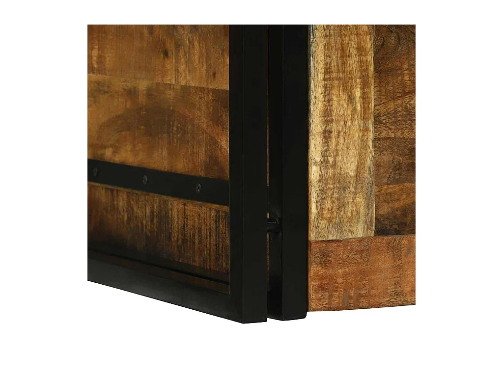 Boîte de Rangement 80 x 50 x 50 cm Bois de mangue brut et métal