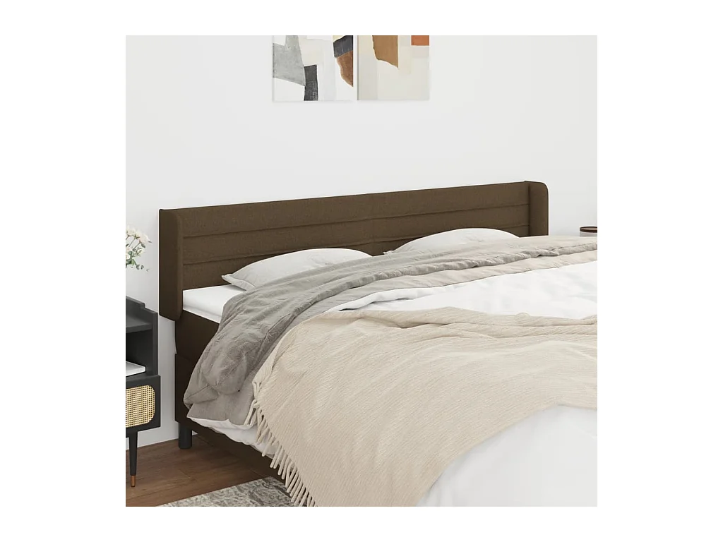 Tête de lit avec oreilles Marron Foncé 183x16x78/88 cm Tissu