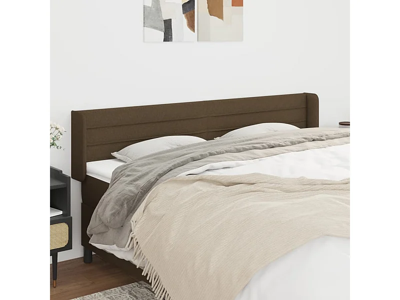 Tête de lit avec oreilles Marron Foncé 183x16x78/88 cm Tissu