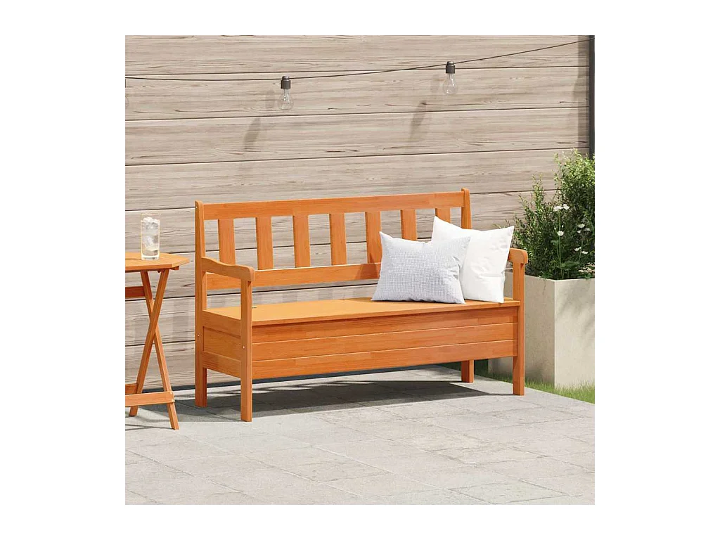 Banc extérieur Marron 119 x 76 x 44cm Bois massif en pin