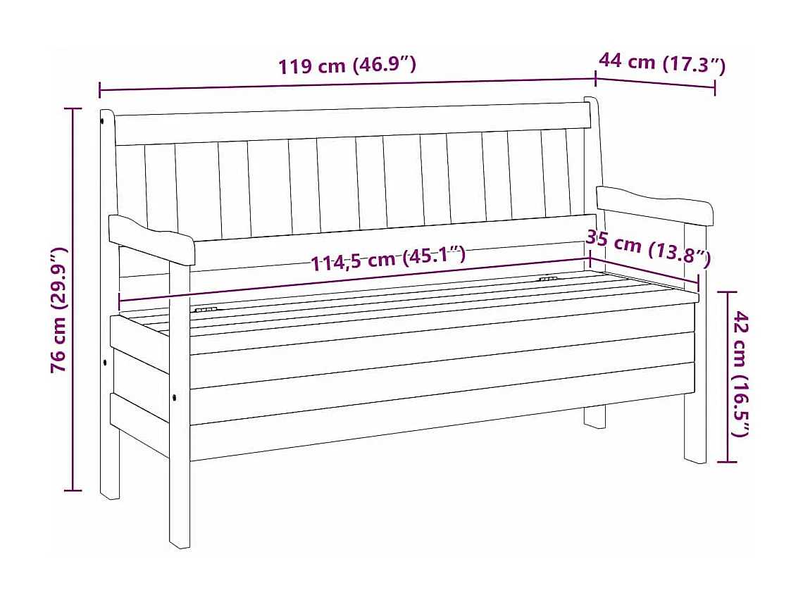 Panchina da esterno Marrone 119 x 76 x 44cm