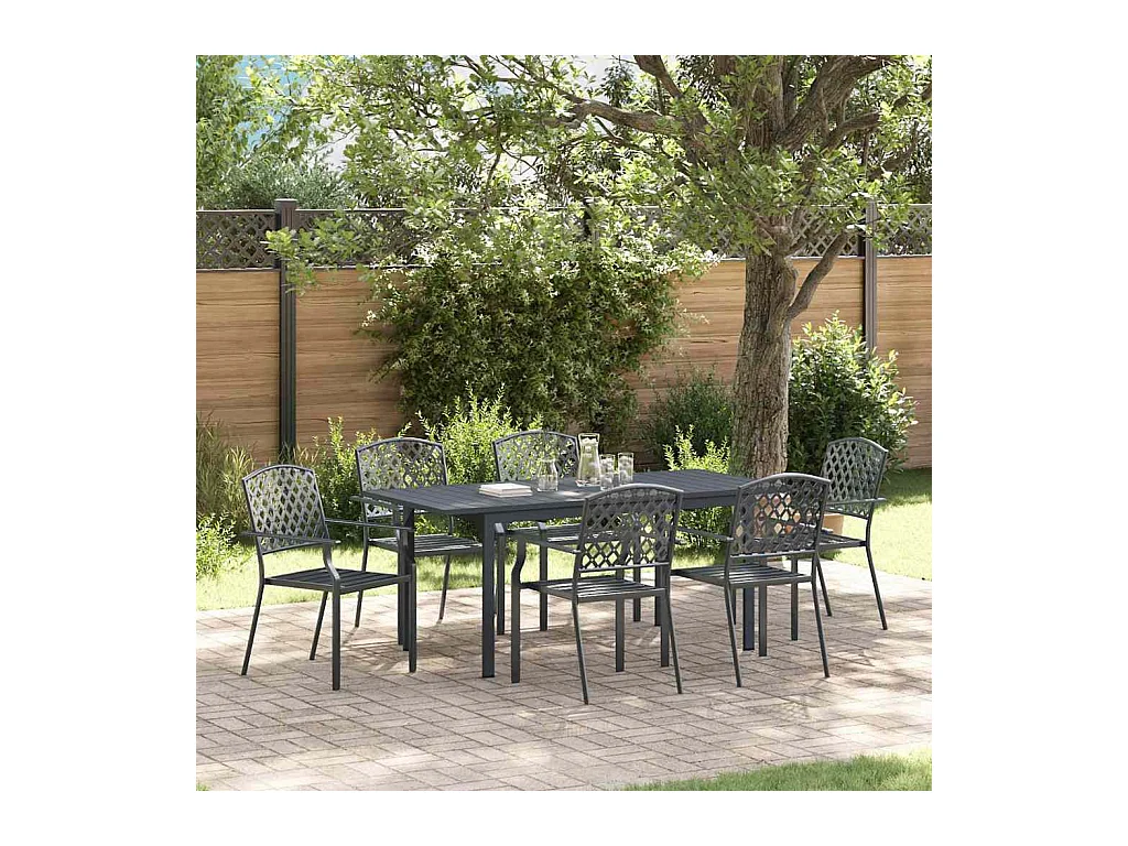 Ensemble de salle à manger pour jardin 7 pcs Anthracite Acier