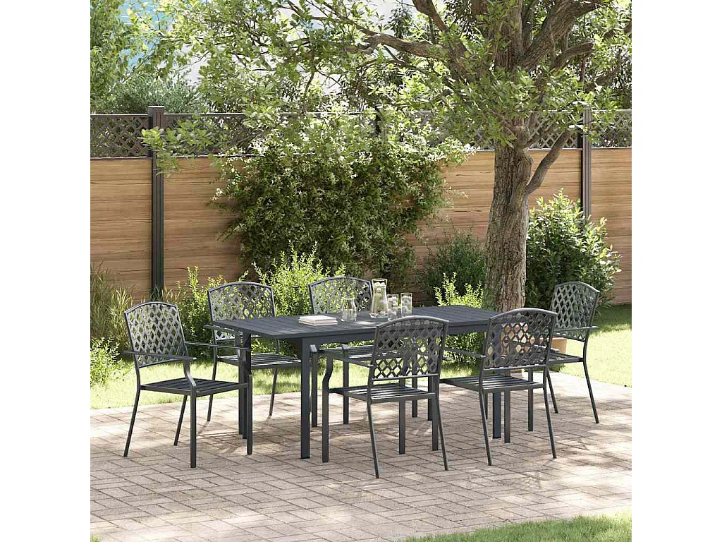 Tuin Eetset 7 pcs Antraciet Staal