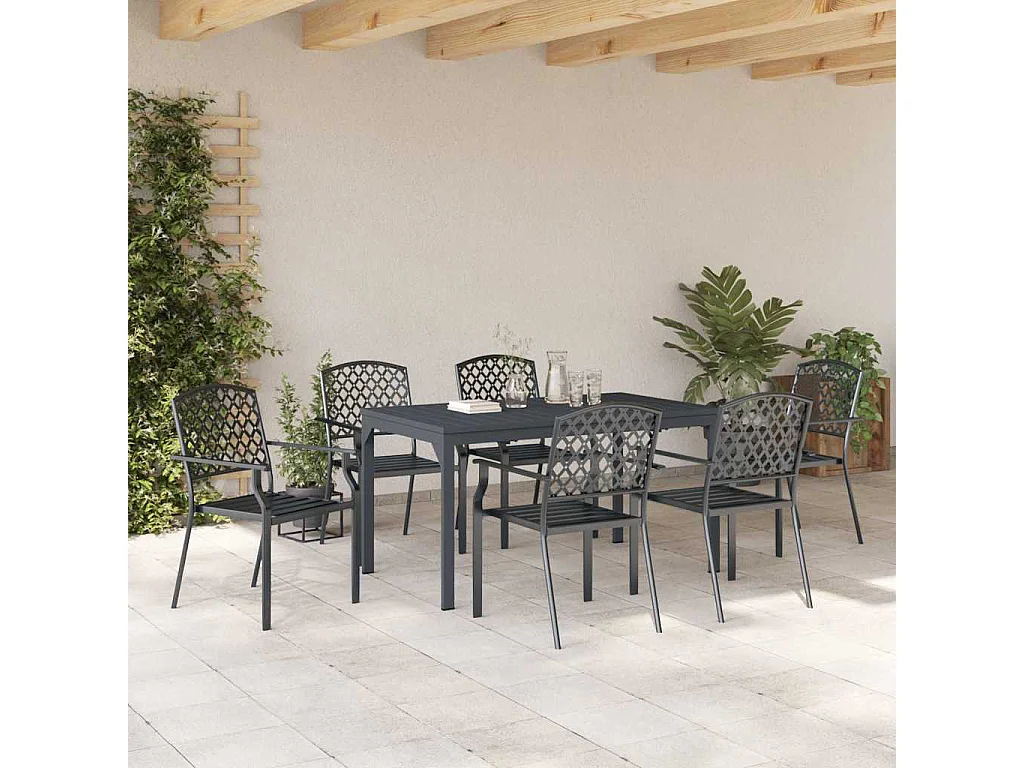 Tuin Eetset 7 pcs Antraciet Staal