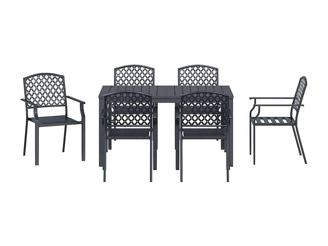 Tuin Eetset 7 pcs Antraciet Staal