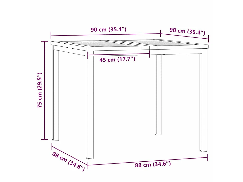 Outdoortisch-Set 3 pcs Massives Akazienholz und Edelstahl