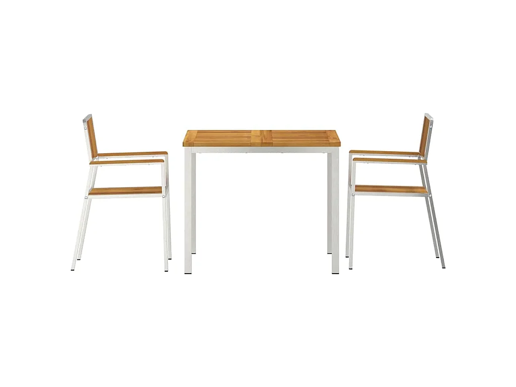 Outdoortisch-Set 3 pcs Massives Akazienholz und Edelstahl