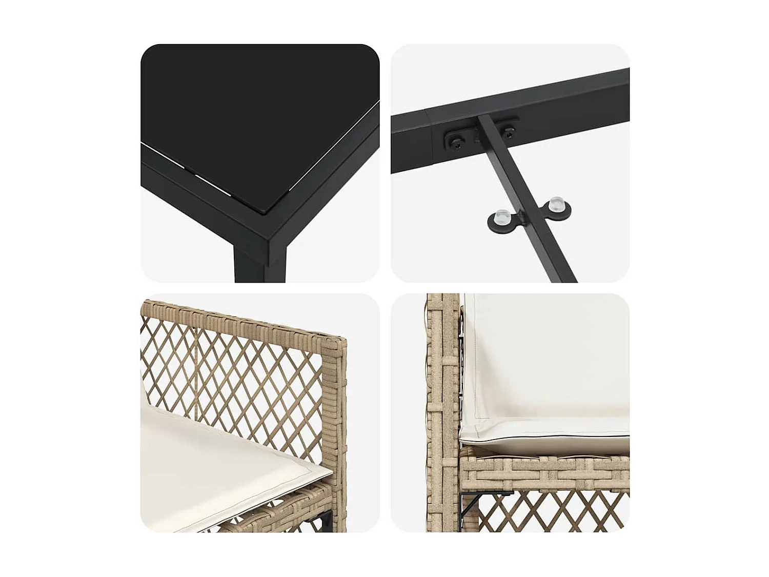 Ensemble de salle à manger pour jardin 5 pcs Beige polyrotin