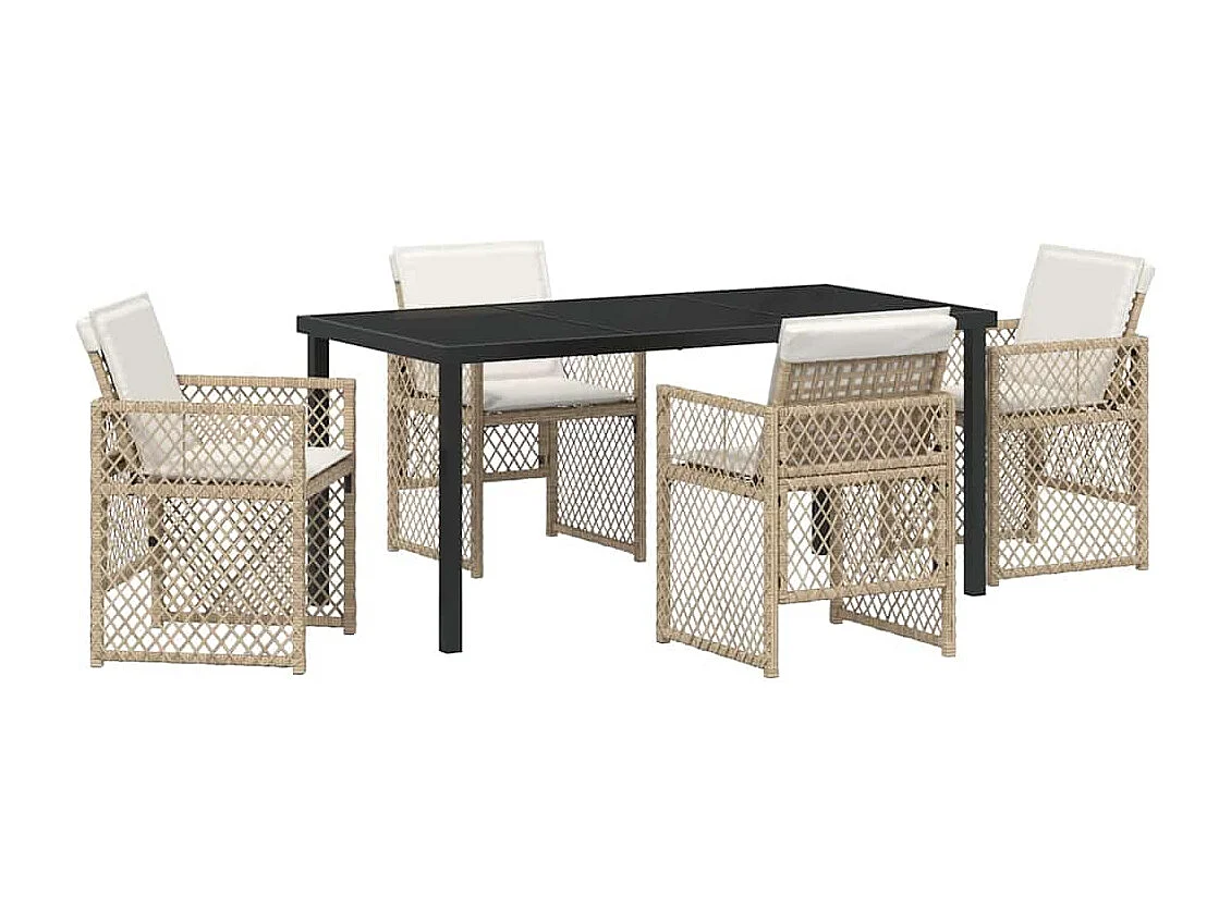 Ensemble de salle à manger pour jardin 5 pcs Beige polyrotin