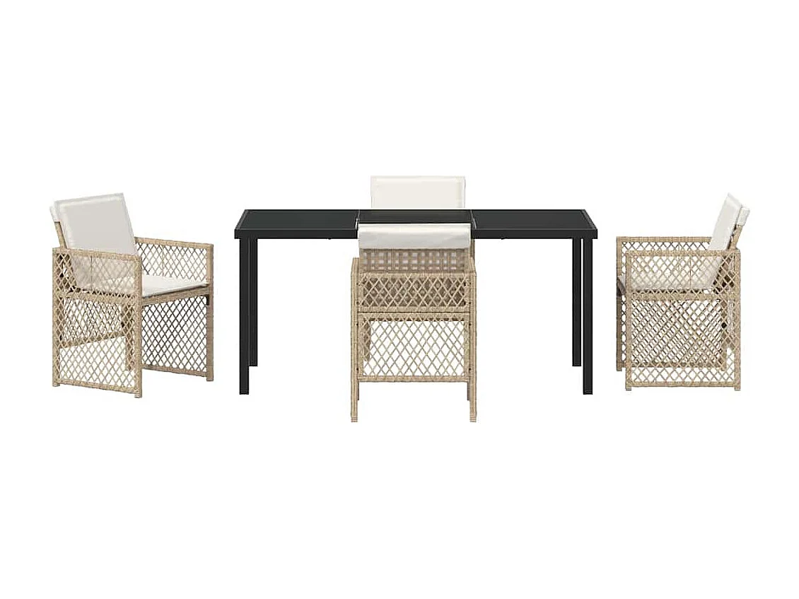 Ensemble de salle à manger pour jardin 5 pcs Beige polyrotin