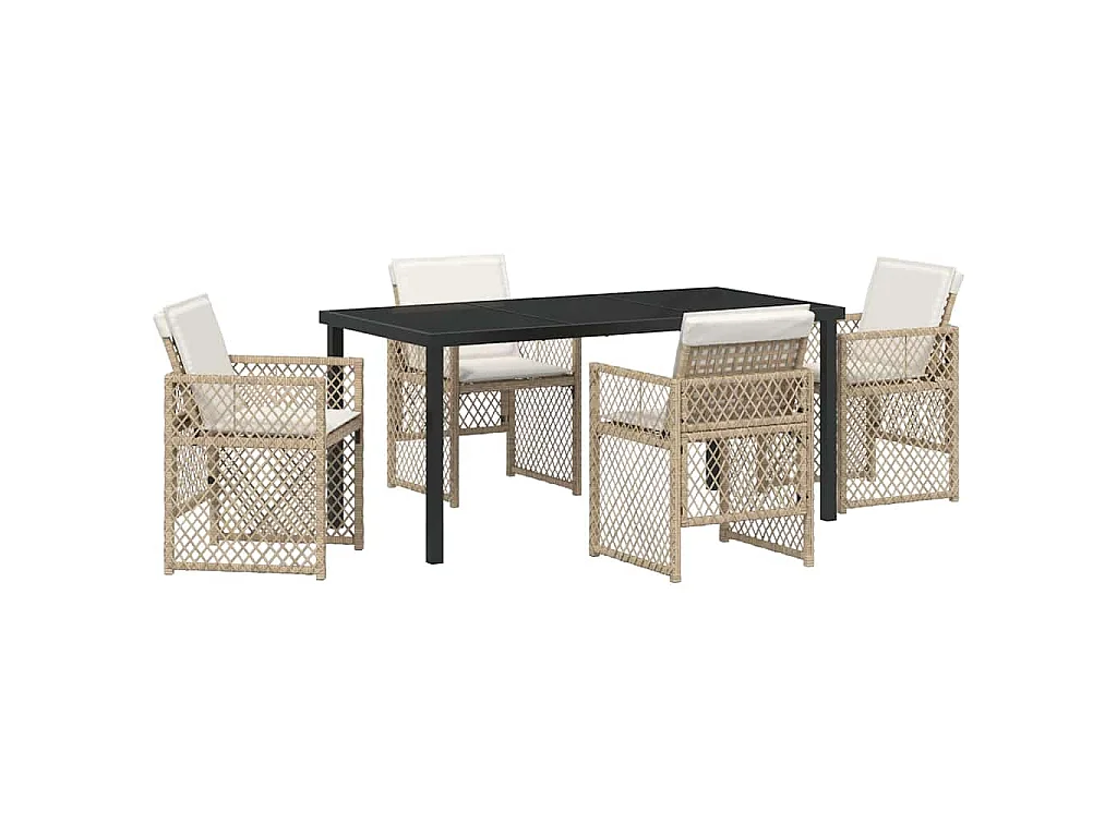 Garten Essgruppe 5 pcs Beige Poly-Rattan