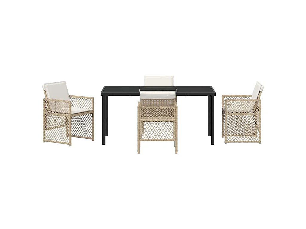 Garten Essgruppe 5 pcs Beige Poly-Rattan