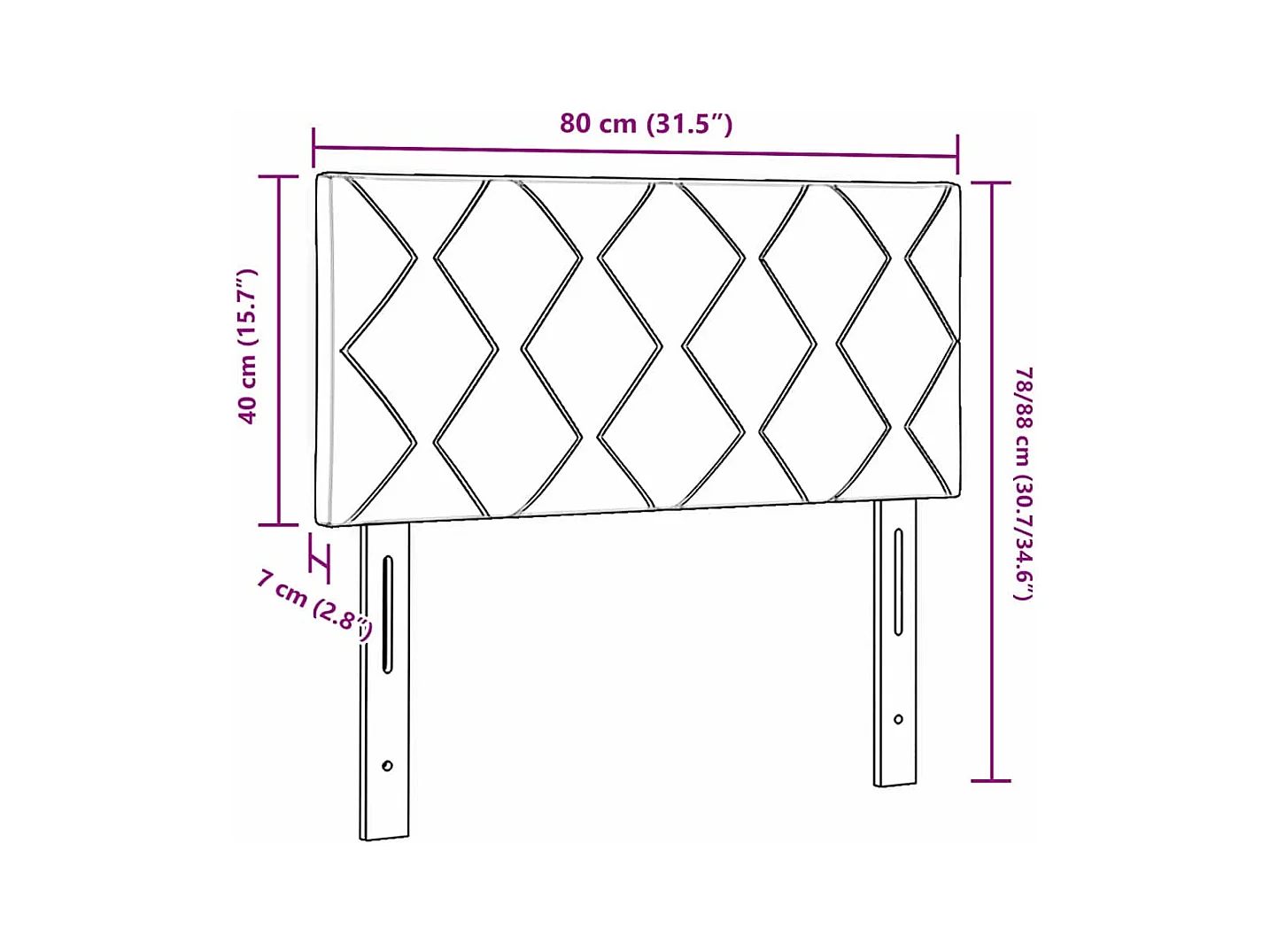 Tête de Lit en Tissu Géométrique Gris foncé 80 cm tissu