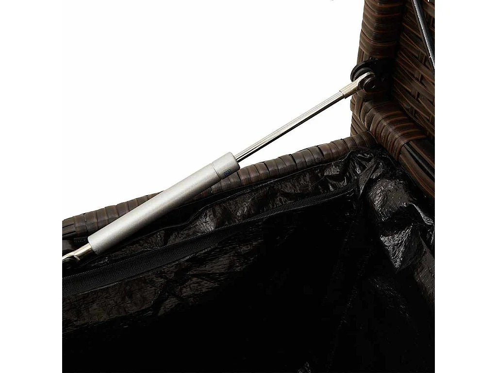 Banco de jardim para arrumação com almofada vime PE castanho